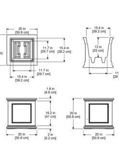 Fairfield Self-Watering Square Planter, 20” X 20” -Outdoor Garden Store 39618 16V tif