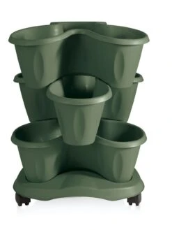 Trifoglio 3-Tier Planter On Wheels -Outdoor Garden Store 3 4 crop 8613625 03V