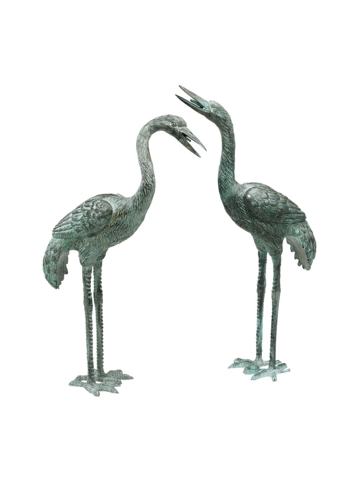 Bronze Crane Statues, Small 3 Bronze Crane Statues, Small