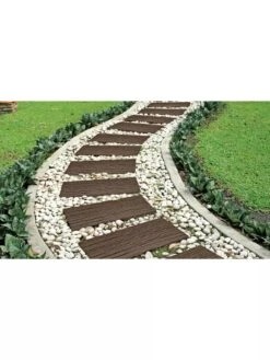 Recycled Rubber Railroad Tie Stepping Stone -Outdoor Garden Store 8594281 001V 3 4