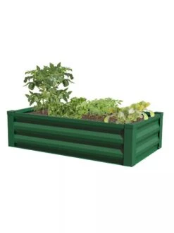 Powder-Coated Metal Raised Garden Bed, 24" X 48" -Outdoor Garden Store 8599393 02V powder coated metal raised garden bed 24x49 forest green