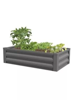 Powder-Coated Metal Raised Garden Bed, 24" X 48" -Outdoor Garden Store 8599393 03 powder coated metal raised garden bed 24x50 gray