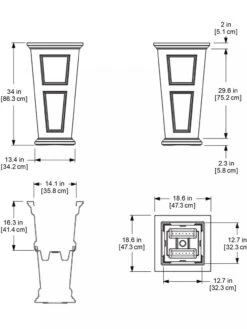 Fairfield Self-Watering Tall Patio Planters, 34” -Outdoor Garden Store 8600109 11V tif