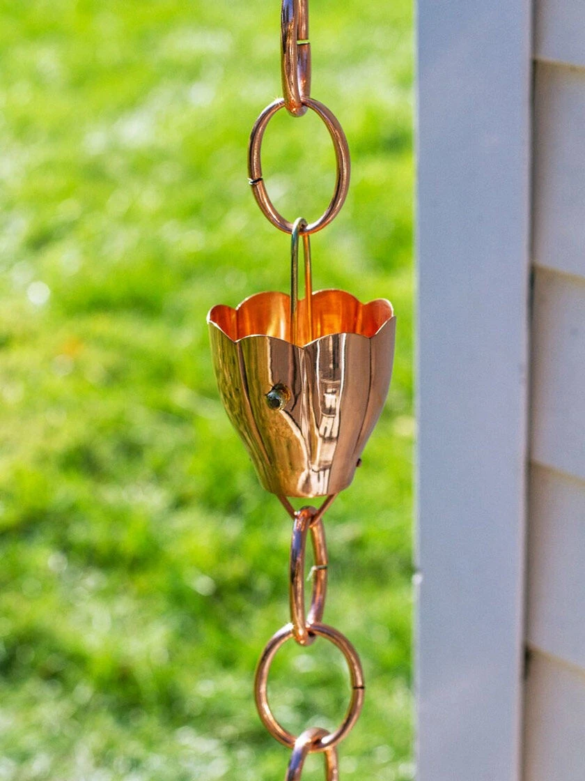 Crocus Pure Copper Rain Chain, 8.5' 3 Crocus Pure Copper Rain Chain, 8.5'