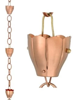 Crocus Pure Copper Rain Chain, 8.5' 6 Crocus Pure Copper Rain Chain, 8.5' -Outdoor Garden Store 8600207 03v crocus solid copper rain chain 8 foot copper
