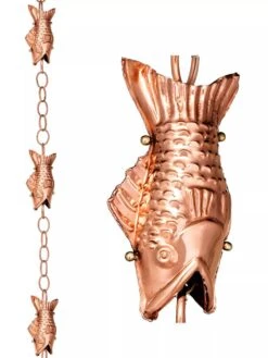 Fish Pure Copper Rain Chain, 8.5' 12 Fish Pure Copper Rain Chain, 8.5' -Outdoor Garden Store 8600209 03V tif