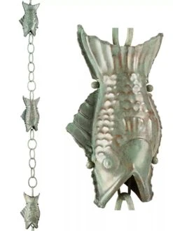 Fish Pure Copper Rain Chain, 8.5' 14 Fish Pure Copper Rain Chain, 8.5' -Outdoor Garden Store 8600209 07V tif
