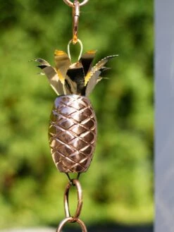 Pineapple Pure Copper Rain Chain, 8.5' -Outdoor Garden Store 8600210 02v
