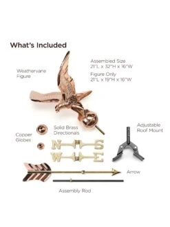 Eagle Cottage Copper Weathervane With Roof Mount 7 Eagle Cottage Copper Weathervane With Roof Mount -Outdoor Garden Store 8600278 03v