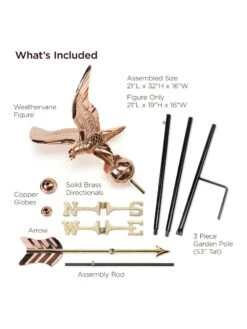 Eagle Garden Copper Weathervane With Pole -Outdoor Garden Store 8600279 01v