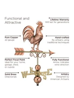 Bantam Rooster Copper Weathervane -Outdoor Garden Store 8600280 01v
