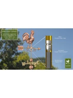 Bantam Rooster Copper Weathervane -Outdoor Garden Store 8600280 03v