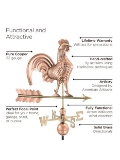 Rooster Copper Weathervane -Outdoor Garden Store 8600283 02v