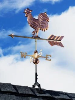 Rooster Cottage Copper Weathervane With Roof Mount -Outdoor Garden Store 8600284 02v