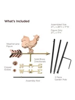Rooster Garden Copper Weathervane With Pole 7 Rooster Garden Copper Weathervane With Pole -Outdoor Garden Store 8600344 01v