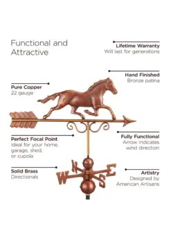 Galloping Horse Copper Weathervane -Outdoor Garden Store 8600346 01v