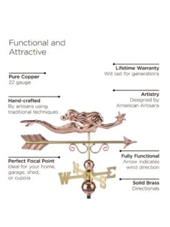 Little Mermaid Copper Weathervane -Outdoor Garden Store 8600350 04v