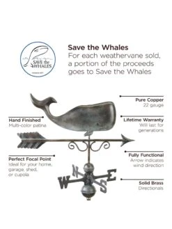 Save The Whales™ Copper Weathervane 11 Save The Whales™ Copper Weathervane -Outdoor Garden Store 8600371 01v