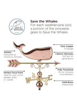 Save The Whales™ Copper Weathervane 10 Save The Whales™ Copper Weathervane -Outdoor Garden Store 8600371 04v