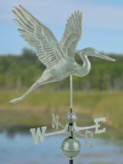Graceful Blue Heron Copper Weathervane -Outdoor Garden Store 8600374 07v