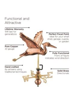 Blue Heron Cottage Copper Weathervane -Outdoor Garden Store 8600375 01v