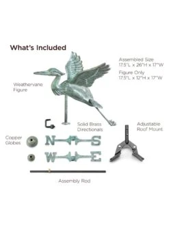 Blue Heron Cottage Copper Weathervane -Outdoor Garden Store 8600375 05v