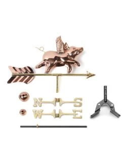 Flying Pig Cottage Copper Weathervane With Roof Mount 7 Flying Pig Cottage Copper Weathervane With Roof Mount -Outdoor Garden Store 8600376 03v