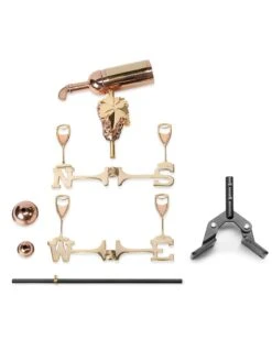 Wine Bottle Cottage Copper Weathervane With Roof Mount -Outdoor Garden Store 8600383 03v