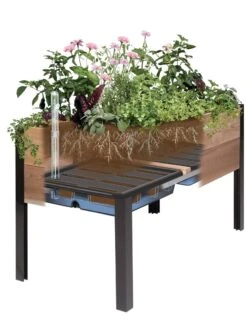 Self-Watering Eco-Stained Elevated Planter Box, 2' X 4' -Outdoor Garden Store 8609009 SW insert art 2021 tif