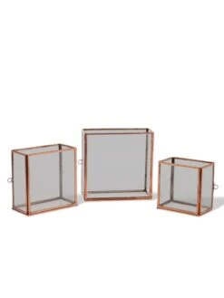 Copper And Glass Terrariums, Set Of 3 -Outdoor Garden Store 8609212 0851 tif