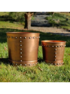 Riveted Planters, Set Of 2 13 Riveted Planters, Set Of 2 -Outdoor Garden Store 8610032 05v