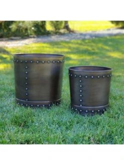 Riveted Planters, Set Of 2 12 Riveted Planters, Set Of 2 -Outdoor Garden Store 8610081 01v