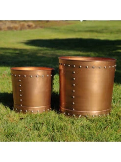 Riveted Planters, Set Of 2 14 Riveted Planters, Set Of 2 -Outdoor Garden Store 8610081 03v