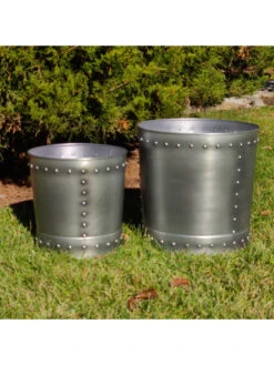 Riveted Planters, Set Of 2 11 Riveted Planters, Set Of 2 -Outdoor Garden Store 8610081 06v