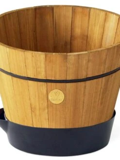 VegTrug® Build-a-Barrel Wooden Planter With Self-Watering Reservoir Tray, 18" -Outdoor Garden Store 8610253 01V tif