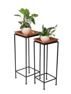 Square Nesting Plant Stands With Trays, Set Of 2 -Outdoor Garden Store 8611014 2872 tif