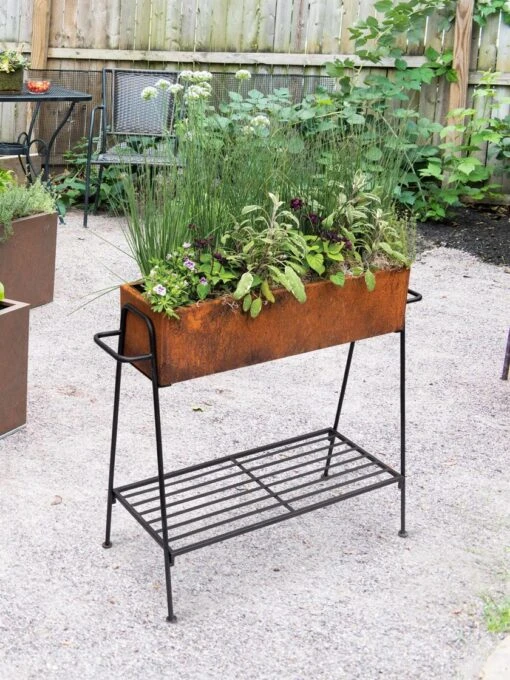 Rectangular Corten Planter And Stand -Outdoor Garden Store 8611028 9159 tif