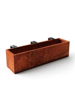 Veradek Metallic Series Corten Steel Railing Planters -Outdoor Garden Store 8611611 05v