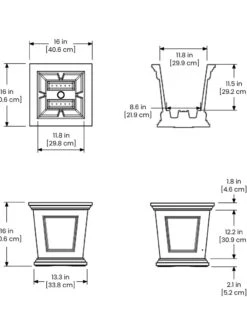 Fairfield Self-Watering Square Planter, 16” X 16” -Outdoor Garden Store 8611695 19V tif