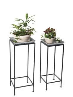 Square Nesting Plant Stands With Galvanized Trays, Set Of 2 -Outdoor Garden Store 8611976 7298 tif