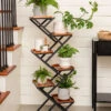 Crisscross Cascading Plant Stand With Copper Trays -Outdoor Garden Store 8612707 0079 crisscross cascading plant stand copper trays