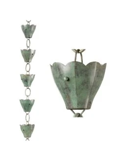 Tulip Pure Copper Rain Chain, 8.5' -Outdoor Garden Store 8612740 06v