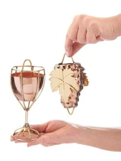 Wine Bottle, Grapes & Glasses Copper Rain Chain, 9.5' -Outdoor Garden Store 8612744 02v