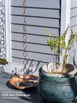 Single Link Pure Copper Rain Chain, 8.5' -Outdoor Garden Store 8612745 02v