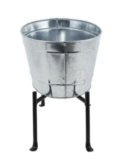 Achla Designs Mini Oval Galvanized Tub With Folding Stand -Outdoor Garden Store 8612906 05v
