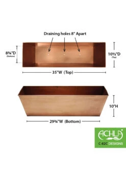 Achla Designs Plain Copper Plated Flower Box, Large -Outdoor Garden Store 8612915 03v