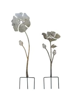 Poppy Garden Stakes Set Of 2 -Outdoor Garden Store 8613140 7822
