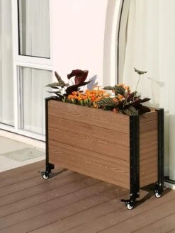 Mobile Deep Trough Planter -Outdoor Garden Store 8614263 04V