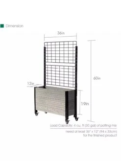 Mobile Deep Trough Planter With Trellis -Outdoor Garden Store 8614265 04V 3 4